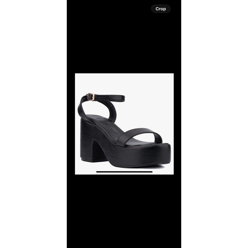 Olivia Miller Womens Black Chunky Platform Block Heel Ankle Strap Sandals